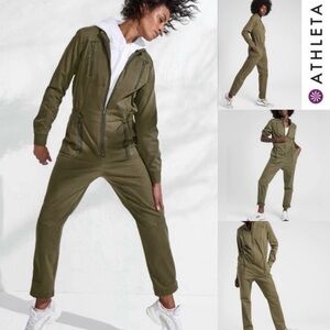Athleta Summit Khaki Green Utility Jumpsuit Flightsuit